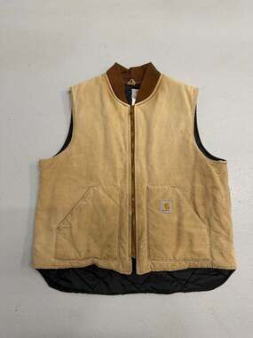 Vintage Carhartt V01 Quilted Lined Duck Vest - Tan